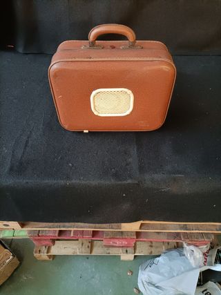 Maletín cuero Tocadiscos frances Vintage años 60