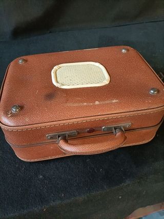 Maletín cuero Tocadiscos frances Vintage años 60