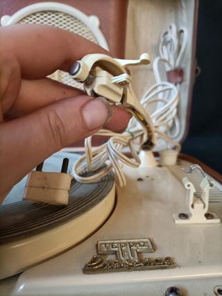 Maletín cuero Tocadiscos frances Vintage años 60