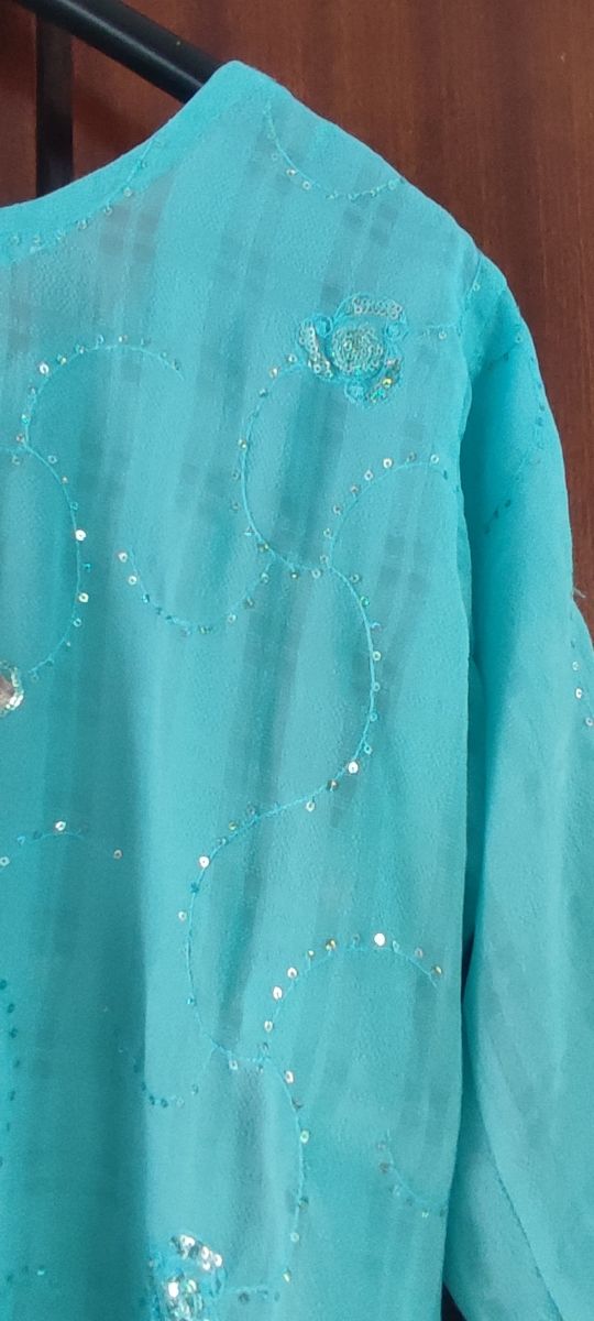 Vestido playero lentejuelas turquesa