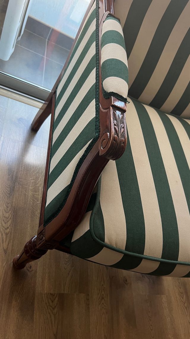 2 Butacas Luis XVI rayas verde-blanco