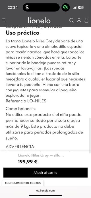 Trona Lionelo Niles Grey 2 en 1