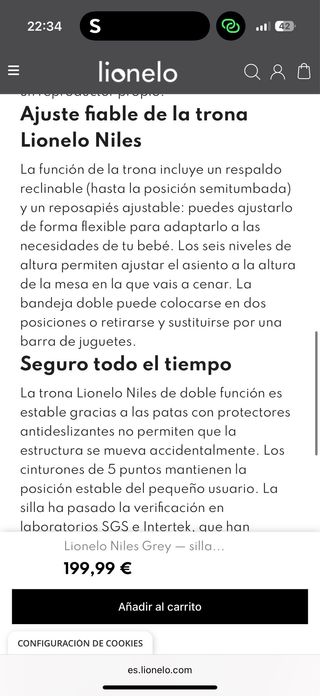 Trona Lionelo Niles Grey 2 en 1