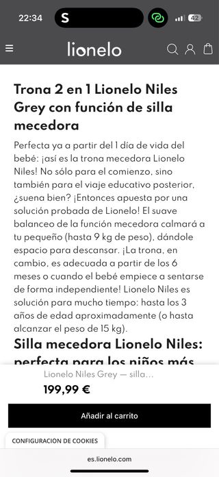 Trona Lionelo Niles Grey 2 en 1