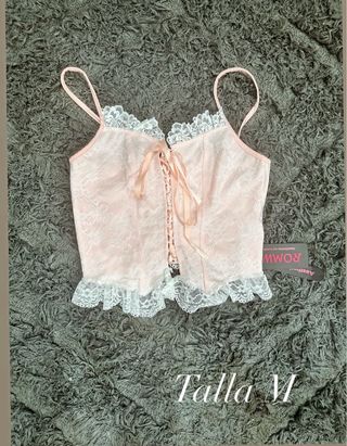 Blusa rosa encaje talla M