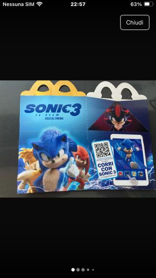 Scatola di cartaHappy Meal Sonic 3 Mc Donalds 2025