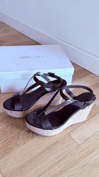 Sandalias plataforma Jimmy Choo de piel marron