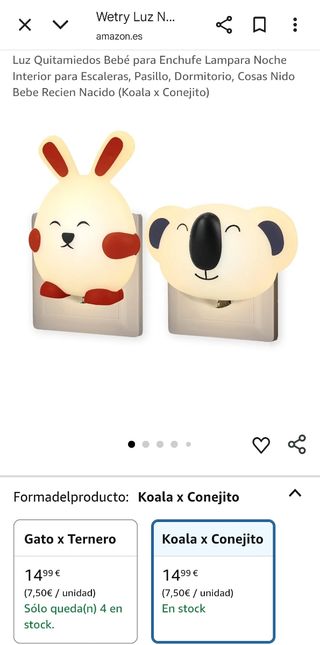 2 Luces LED infantiles: Conejo & Koala