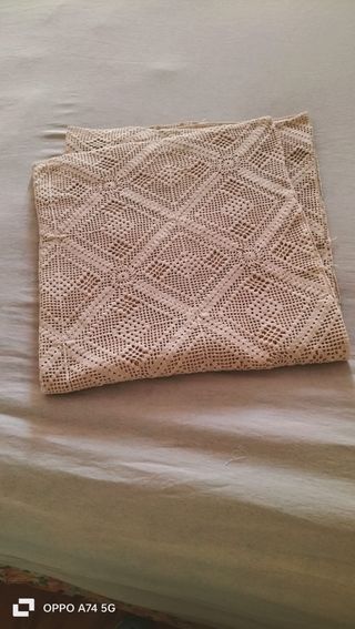 Coperta uncinetto beige cotone