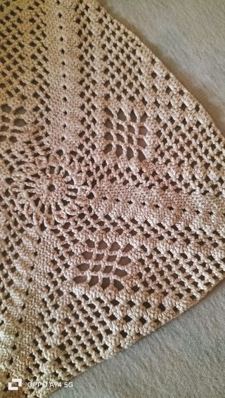 Coperta uncinetto beige cotone