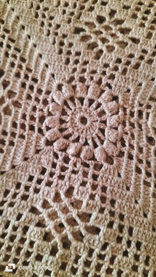 Coperta uncinetto beige cotone