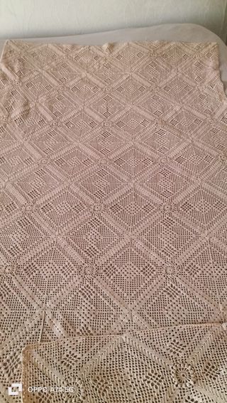 Coperta uncinetto beige cotone