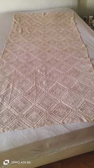 Coperta uncinetto beige cotone