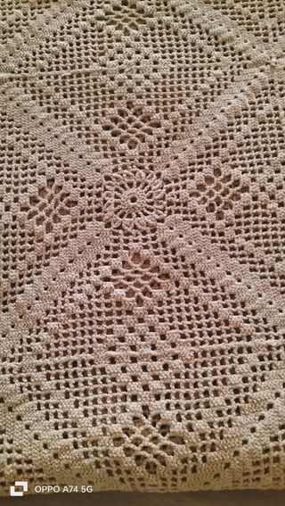 Coperta uncinetto beige cotone