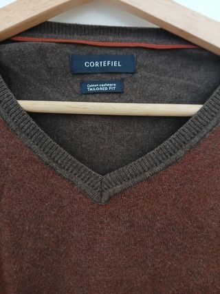 Jersey Cortefiel marrón-granate