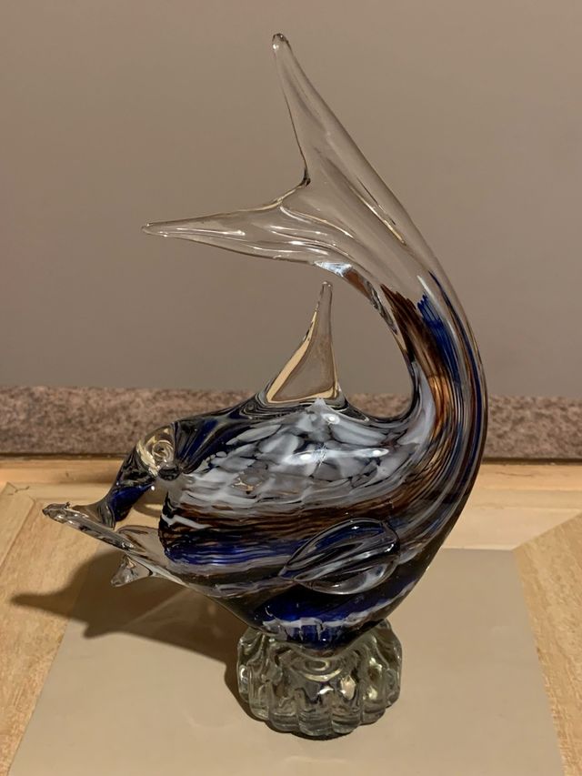 Sculture pesce vetro colorato