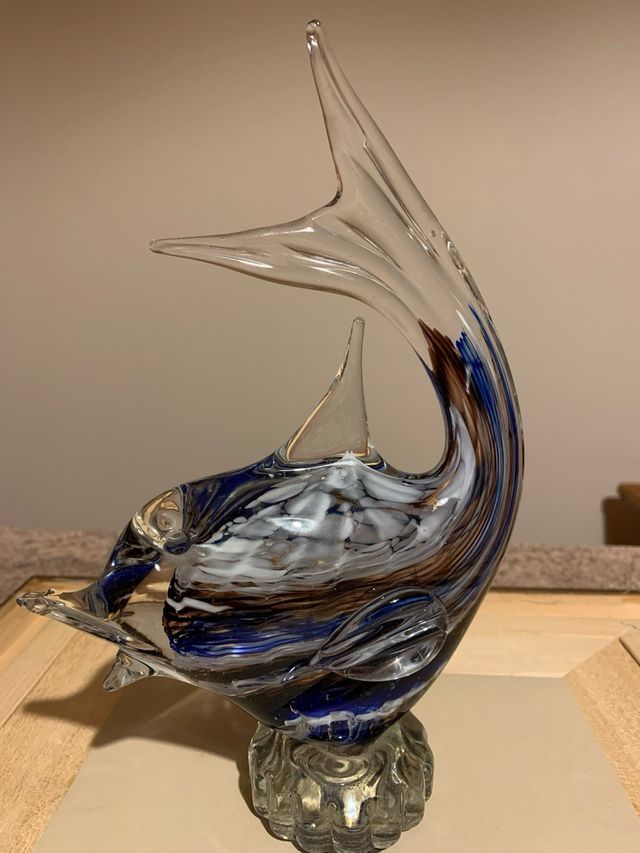 Sculture pesce vetro colorato