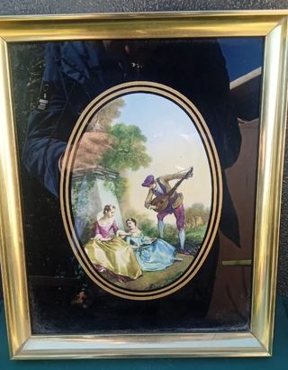 Cuadro antiguo con escena rococó