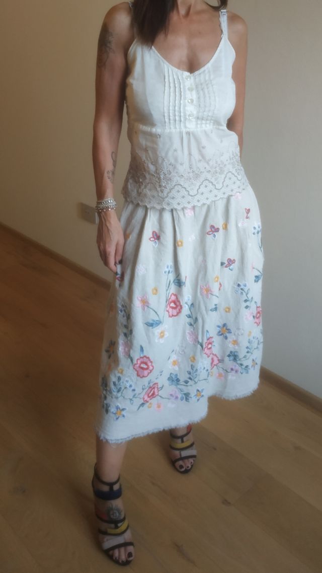 Gonna floreale crema o bianca