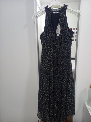 Vestido negro estampado flores