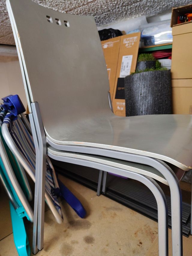 2 Sillas Cocina Gris Plata - Metal/Plástico