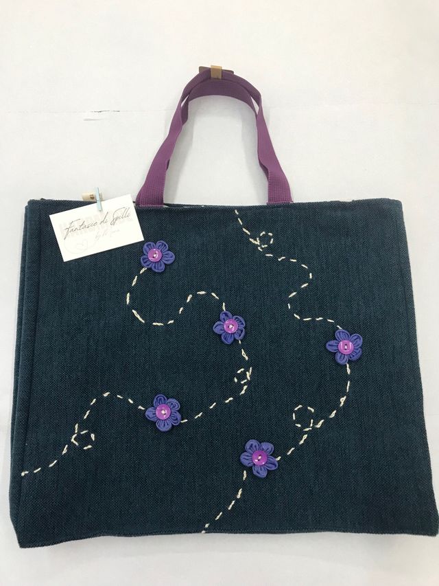 Borsa Fantasie di Spilli - Fiori in Petrolio