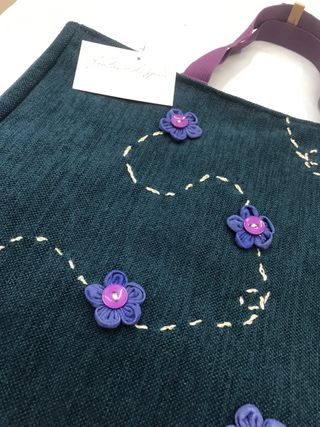 Borsa Fantasie di Spilli - Fiori in Petrolio