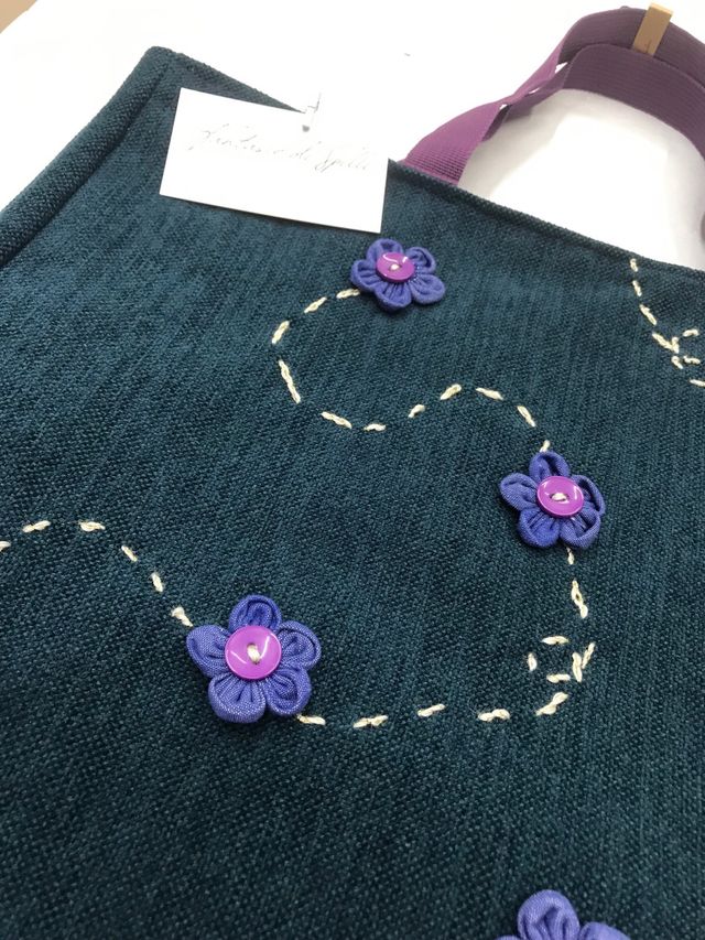 Borsa Fantasie di Spilli - Fiori in Petrolio