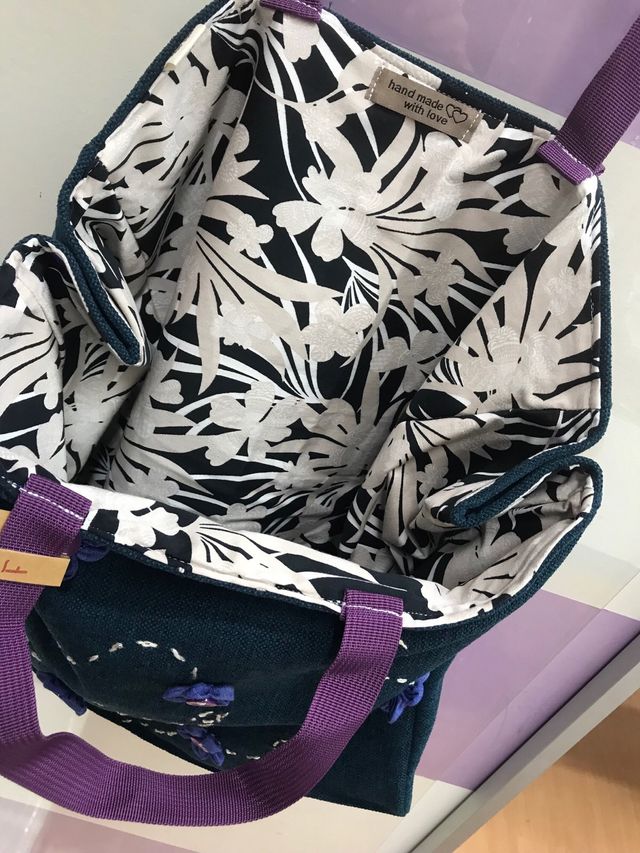 Borsa Fantasie di Spilli - Fiori in Petrolio