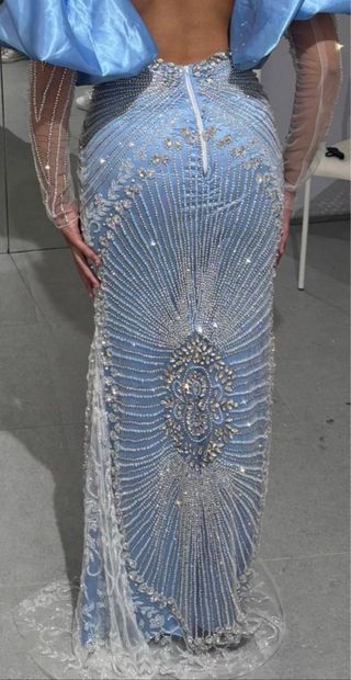Vestido azul pedreria fiesta