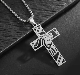 COLGANTE ACERO INOXIDABLE + CRUZ DE CRISTO