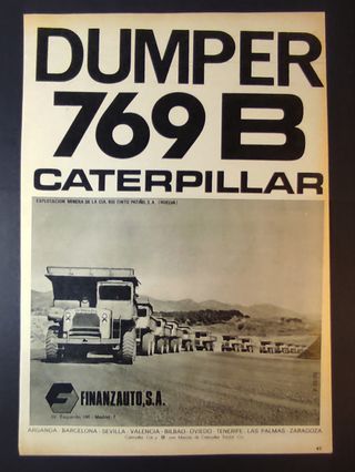 ANUNCIO ORIGINAL DUMPER CARTERPILAR 769B AÑO 1962.