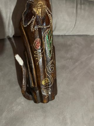 Scultura gatto legno dipinta