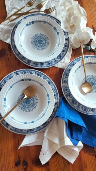 Set 6 piatti in porcellana blu e bianchi