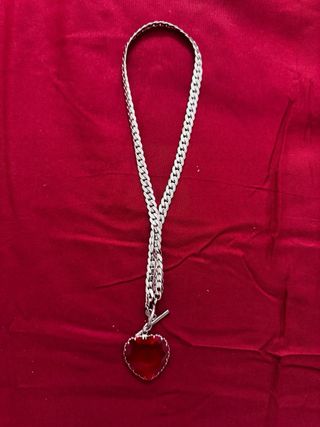 Collar corazón plata rojo