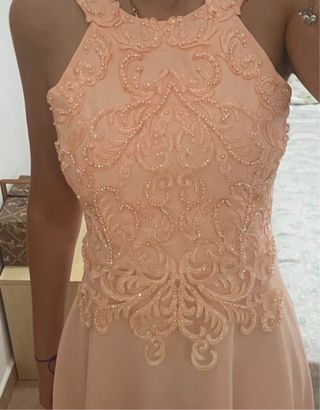 abito lungo damigella - rosa pesca