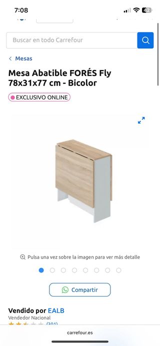 URGENTE !!!Mesa plegable FORÉS Fly 78x31x77cm