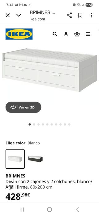 Diván cama blanco. Regalo colchón, edredón y funda