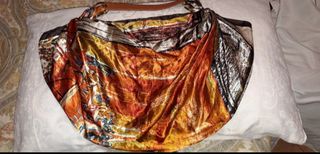 Borsa foulard seta marrone-arancio