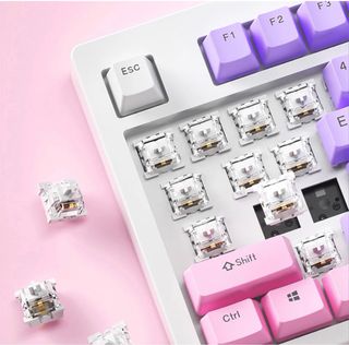 Teclado mecánico YK830 RGB rosa-blanco