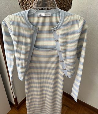 Vestido Zara rayas azul blanco T-S