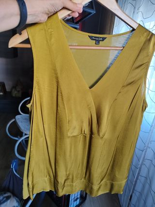 Top Massimo Dutti verde oliva M
