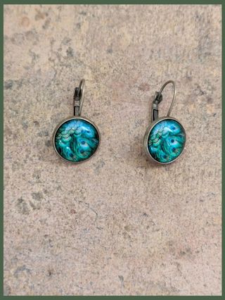 Pendientes pavo real - turquesa