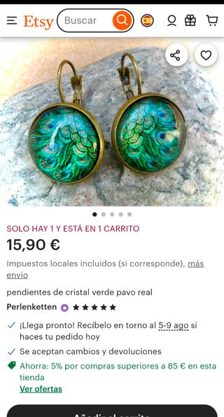 Pendientes pavo real - turquesa