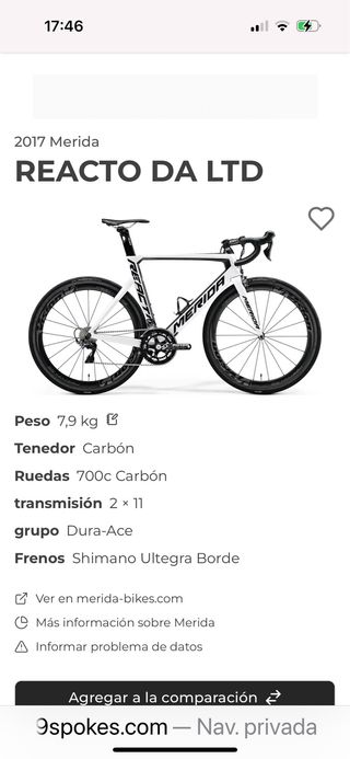 Merida Reacto DA LTD 2017, talla M, yo mido 1,76.