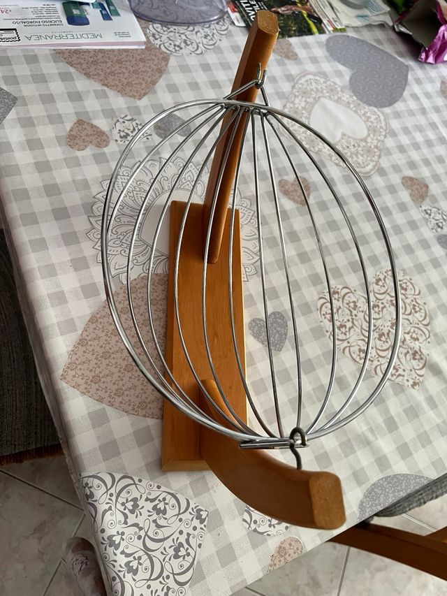 Portafrutta in legno e acciaio in buone condizioni