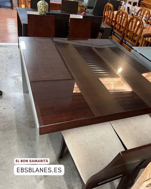 Mesa cristal + 4 sillas