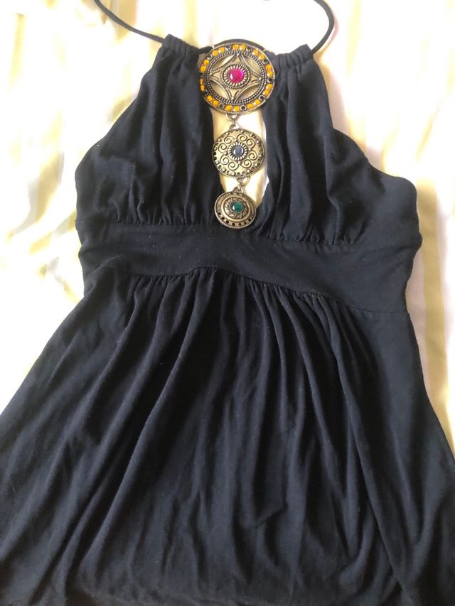 Top negro Love & Love pedrería - Talla m