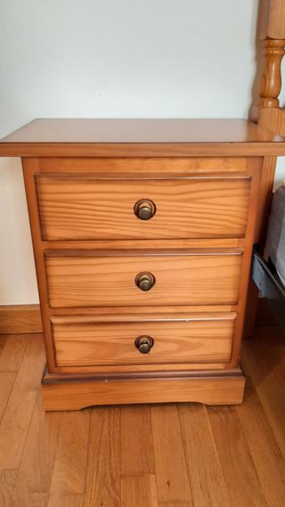 Cama individual madera 105cm + 2 mesillas