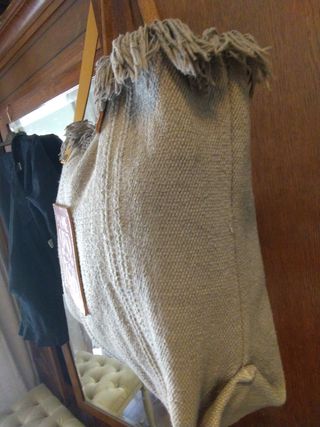 BolsoTote verde con asas de cuero